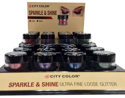 CITY COLOR Sparkle & Shine Loose Glitter Display Case Set 24 Pieces