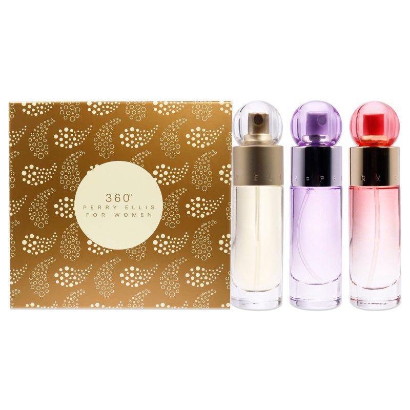 360 by Perry Ellis for Women - 3 Pc Gift Set 1oz EDT Spray, 1oz Coral EDP Spray, 1oz Purple EDP Spray