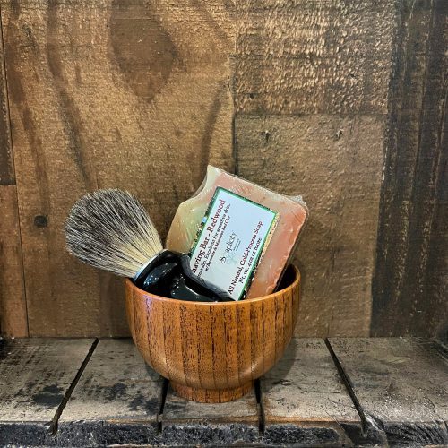 MensShavingSoapSetRedwood Datewood