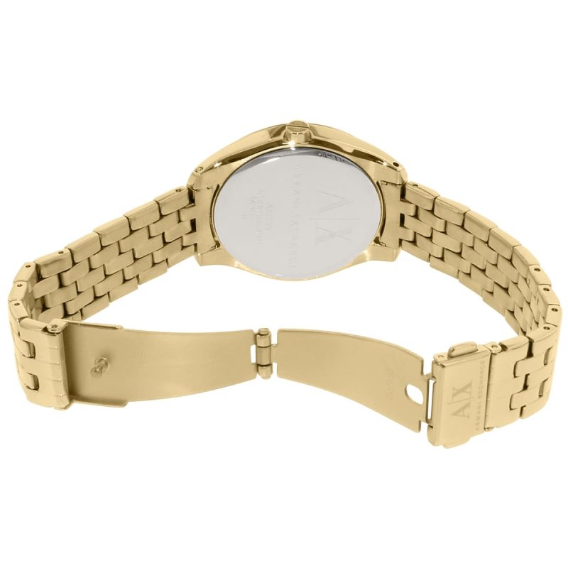 ax5527 armani exchange watch women multi color dial stainless steel metal gold strap quartz analog three hand mosaic sarena 5