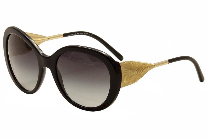 burberry womens be4191 be 4191 fashion sunglasses black gold grey gradient 3001 8g 1