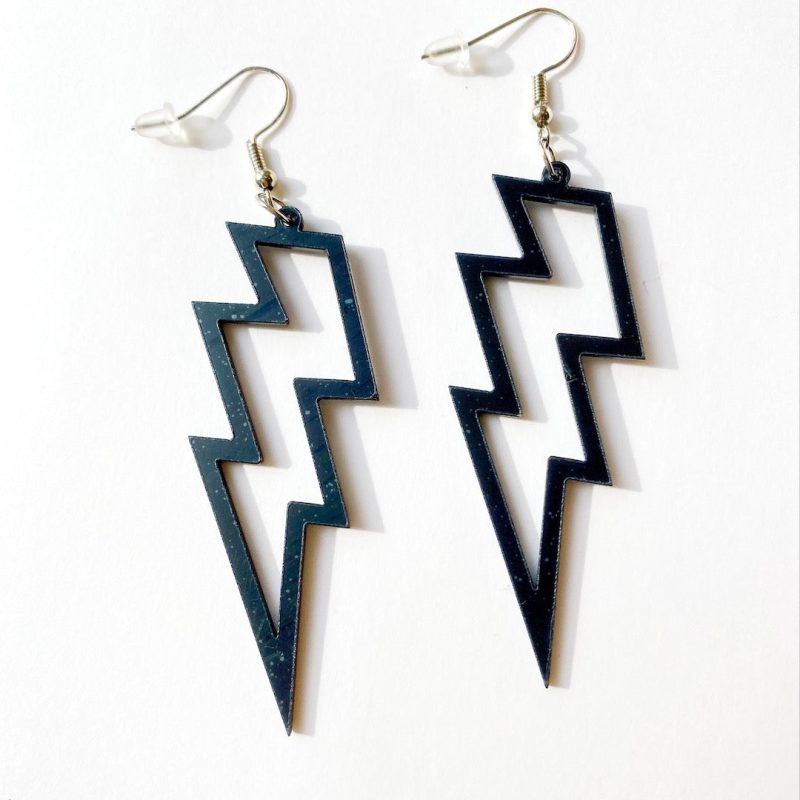 lightning bolt earrings black