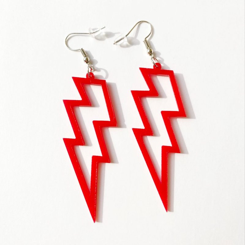 lightning bolt earrings red